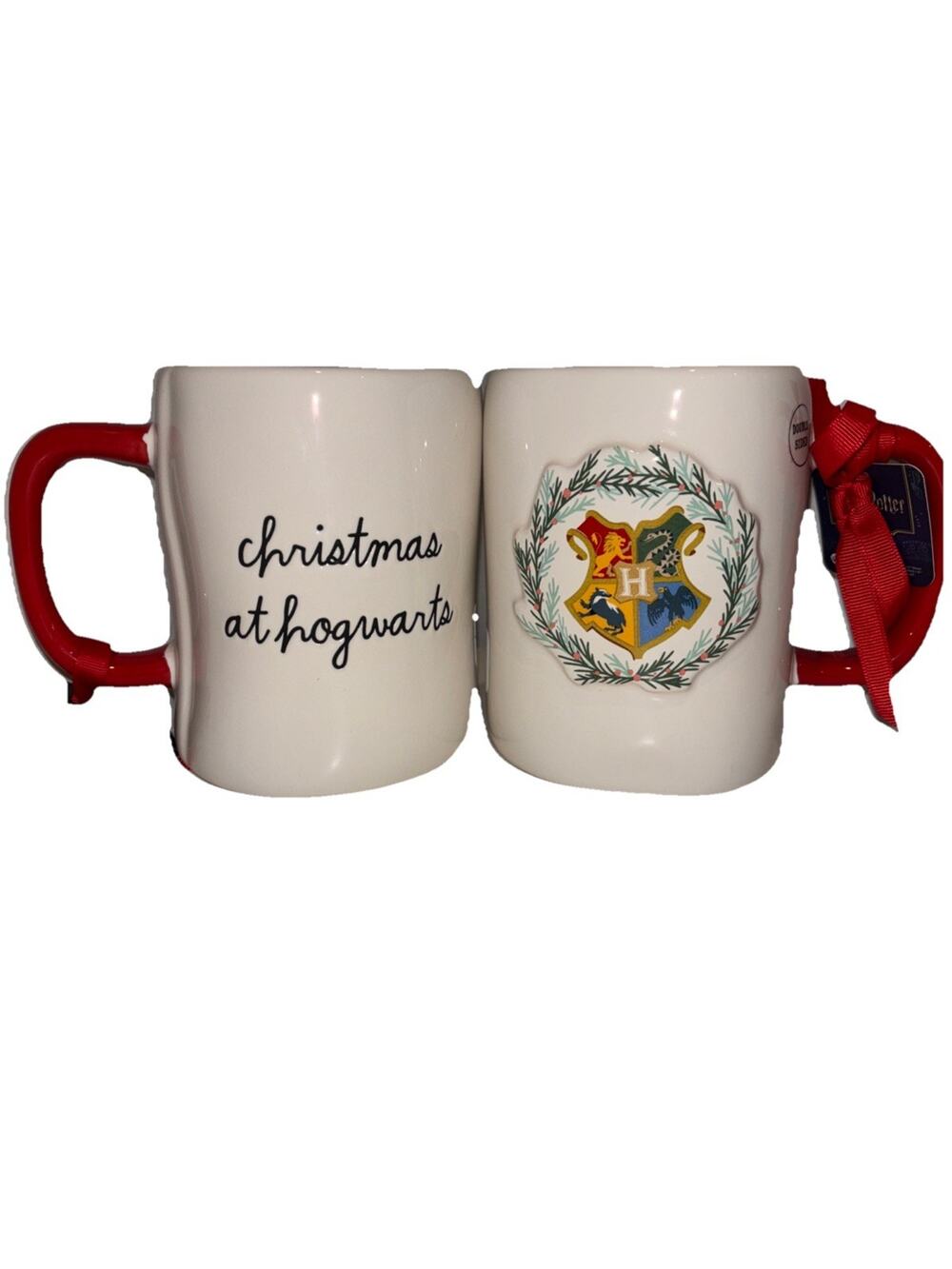 Rae Dunn Harry Potter Christmas At Hogwarts Double Sided 18 oz Ceramic Mug NEW